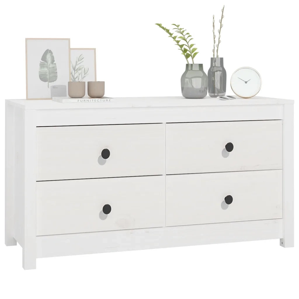 Armadietto Bianco 100x40x54 cm in Legno Massello di Pino 821775