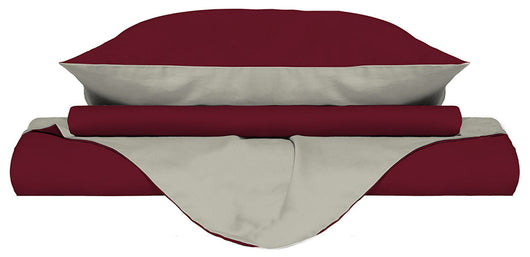 Copripiumino Singolo con Sacco e Federe Doubleface Bordeaux/Panna
