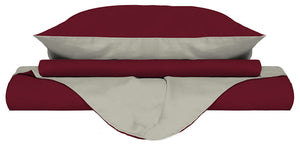 Copripiumino Matrimoniale con Sacco e Federe Doubleface Bordeaux/Panna