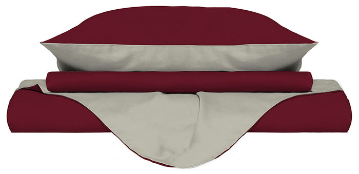 Copripiumino Matrimoniale con Sacco e Federe Doubleface Bordeaux/Panna