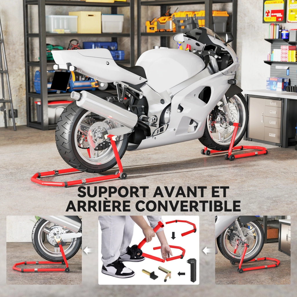 Cavalletto Motociclo Regolabile ¨C Zephmum ¨C Acciaio Rosso 390kg
