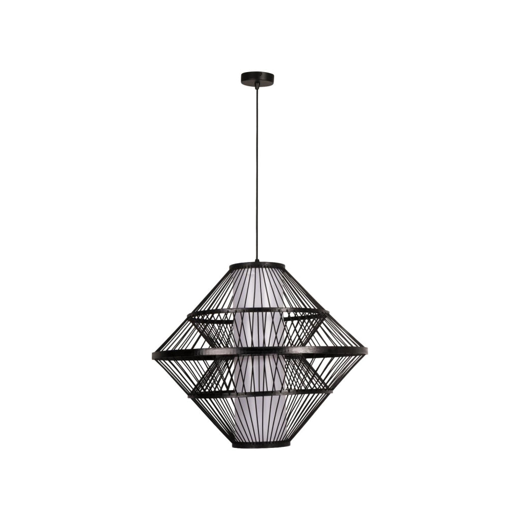 Lampada a sospensione japandi PASQUINO nera legno Ø60