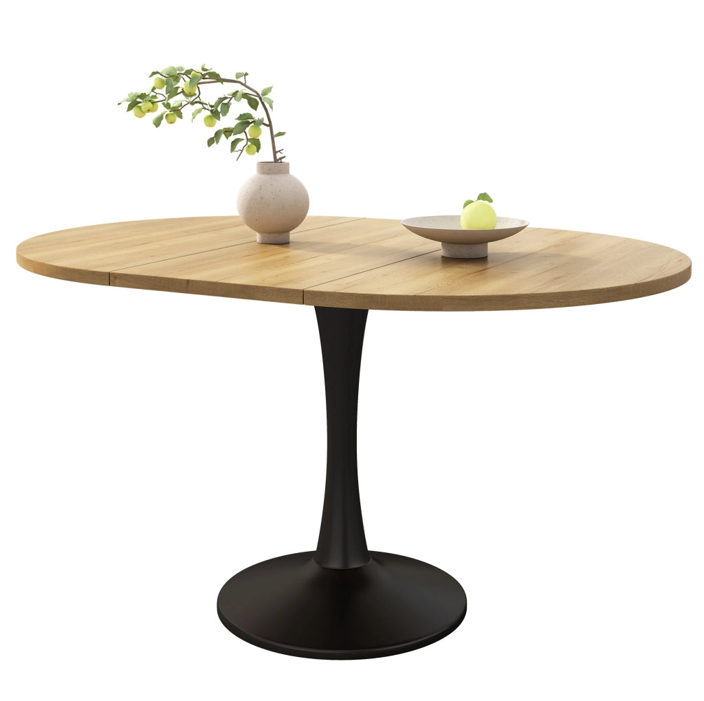 Tavolo da pranzo ovale allungabile 100/140x100x75 cm in MDF colore rovere