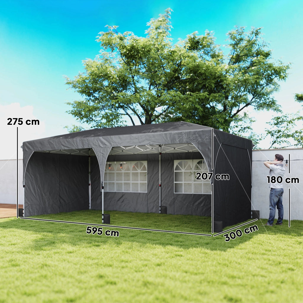 Tenda da Giardino Pieghevole ¨C Zephmum ¨C Grigio Scuro 6x3 m