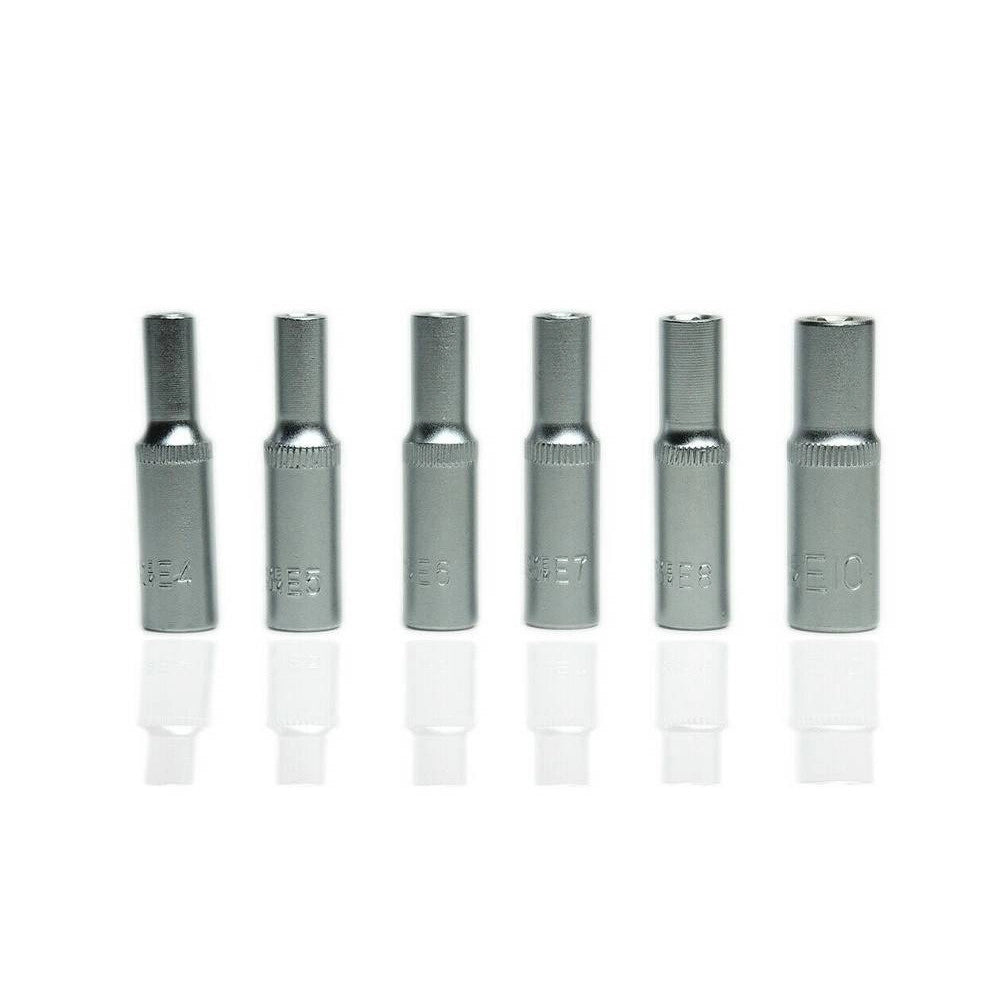 Trade Shop - Set 7pz 6 Chiavi Bussola Torx 1/4" Scanalati Striscia Clip Millerighe Chiavino -