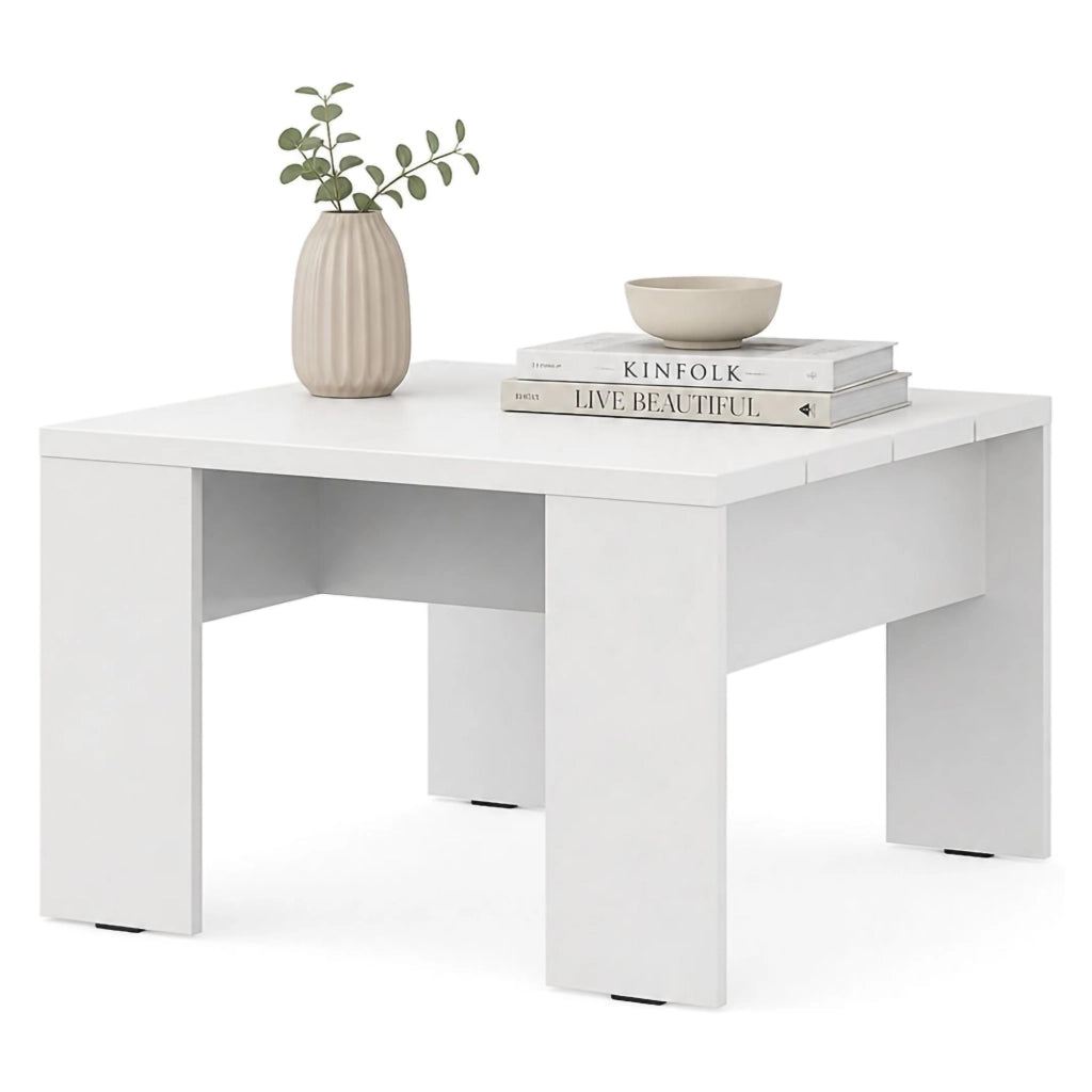 Magre, Tavolino da Salotto Forma Quadrato, 67x67x43h cm Bianco Opaco