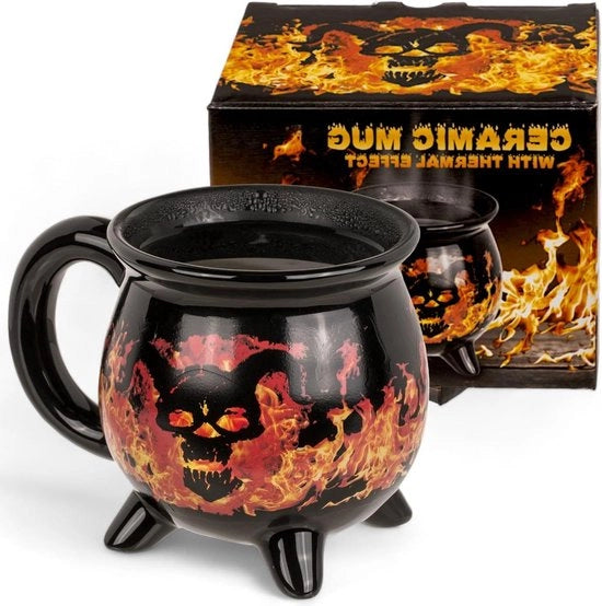 Tazza per caffè e tè capacità 400 ml nero - effetto di fiamma termico demoniaco