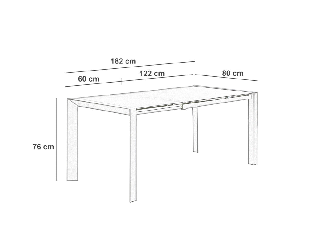 Pixel Tavolo Allungabile 122/182 cm in Vetro Temperato Acidato Grigio e Gambe in Metallo - Design Moderno per la Zona Living o Cucina