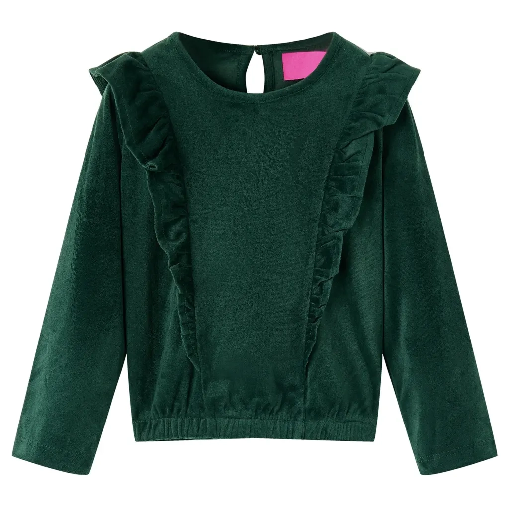 Camicetta da Bambina con Arricciature Verde Scuro 128cod mxl 84275