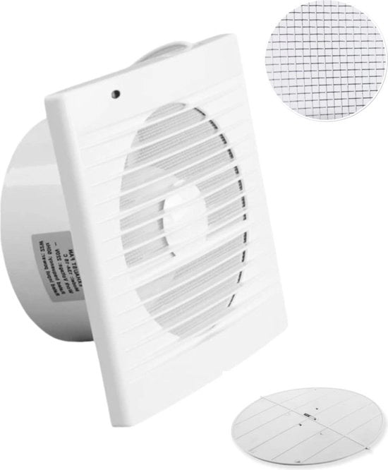 Ventilatore per aspirazione con valvola di ritorno e rete antinsettivi - 250 m³/h, 22 W per bagno, cucina, toilette e ufficio