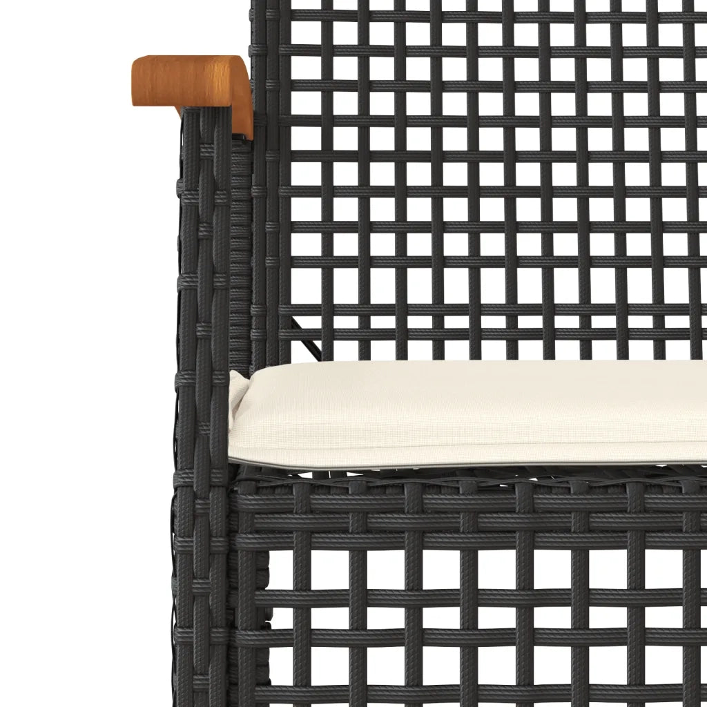 Set da Pranzo da Giardino 9 pz con Cuscini Nero in Polyrattan 3213609
