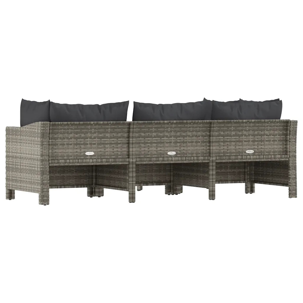Set da giardino 4 pezzi con cuscini grigio in polyrattan 362688