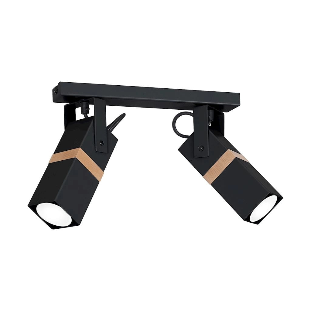 Plafoniera Milagro Vidar 2xGU10 35W nero legno metallo