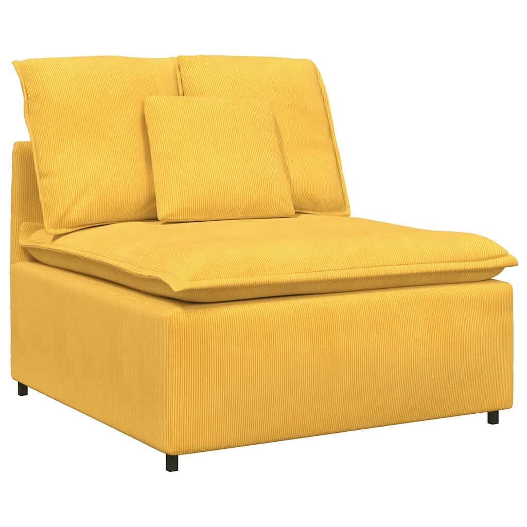 Modulo Centrale Divano Modulare con Cuscini Giallo Chiaro 100cm