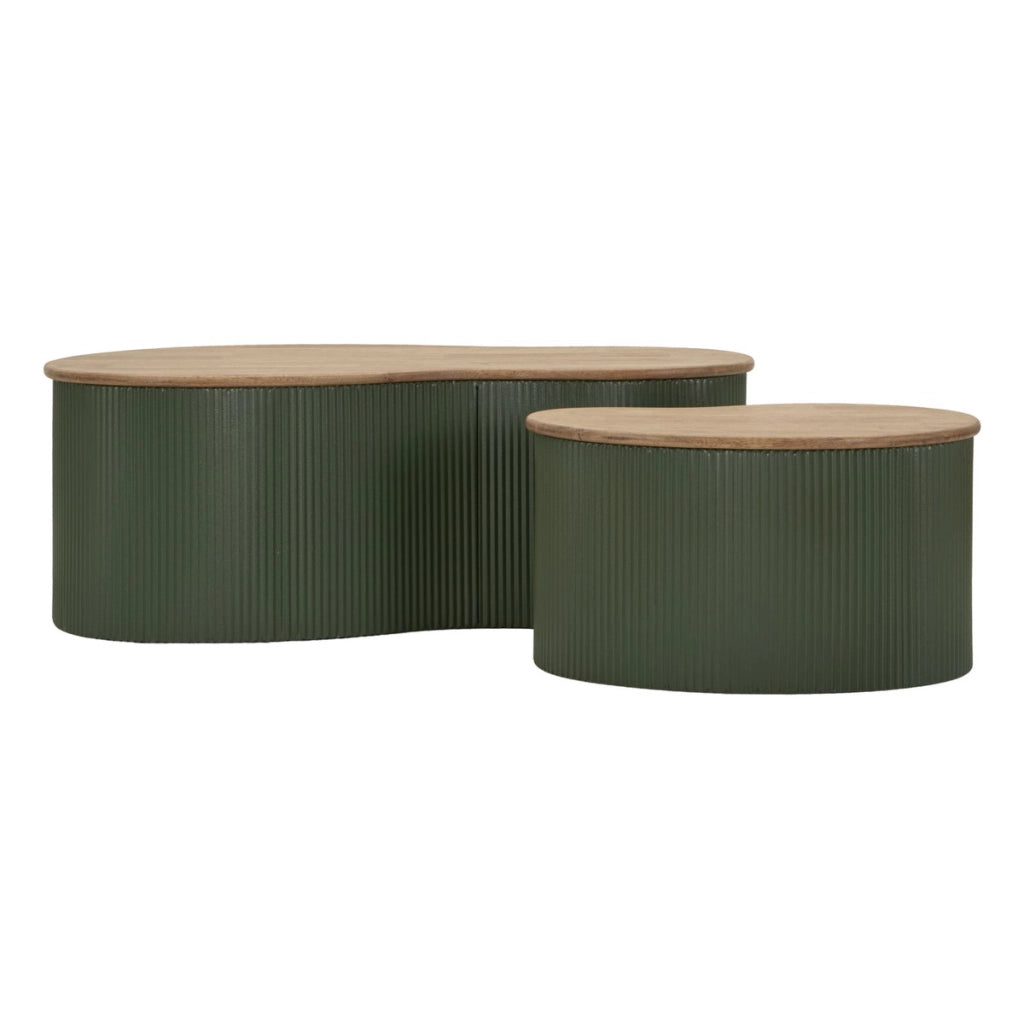 Set di Tavolini VKH1119, Verde, Legno, 87x53x32 cm