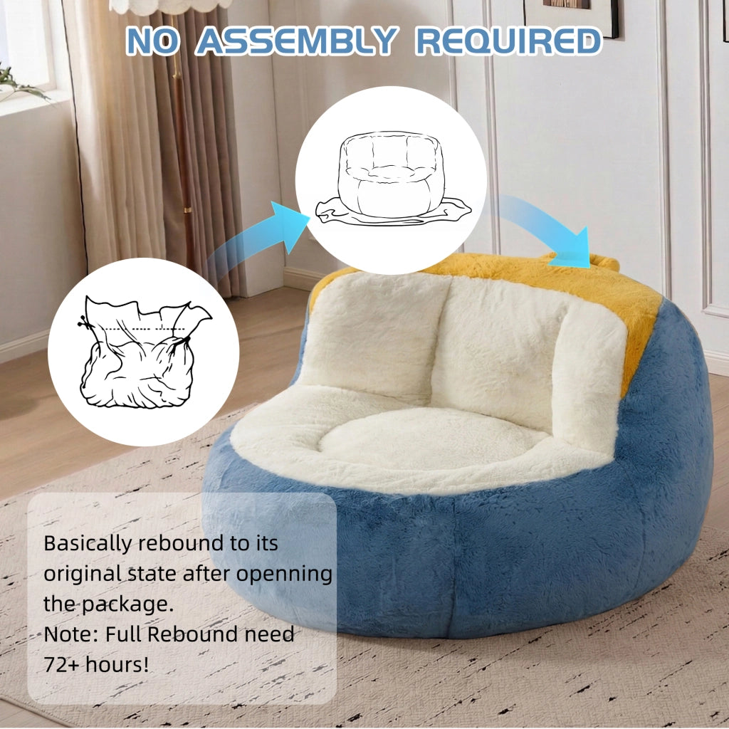 Poltrona Sacco Oversize ¨C Minimal ¨C Blu Bianco Giallo in Pile Sintetico