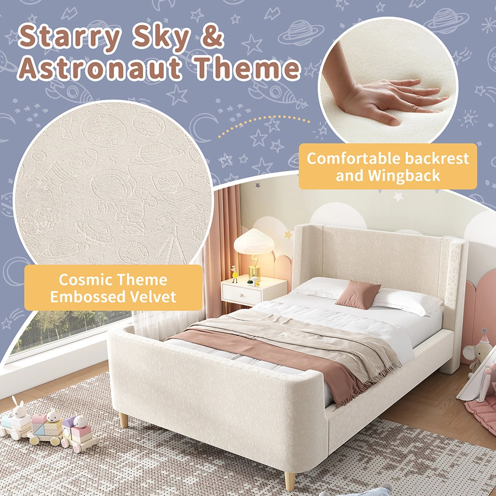 Lit per bambini imbottito 90x200 cm - Xylo - Velluto Beige