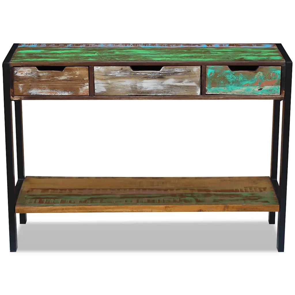Credenza con 3 Cassetti-Buffet-Armadio da cucina in Legno Massello Anticato