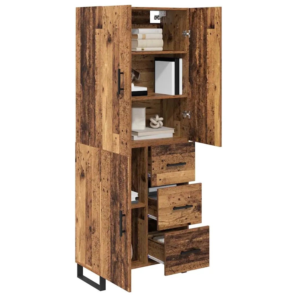 Credenza con cassetto 2 pcs Legno vecchio 69,5 x 34 x 180 cm