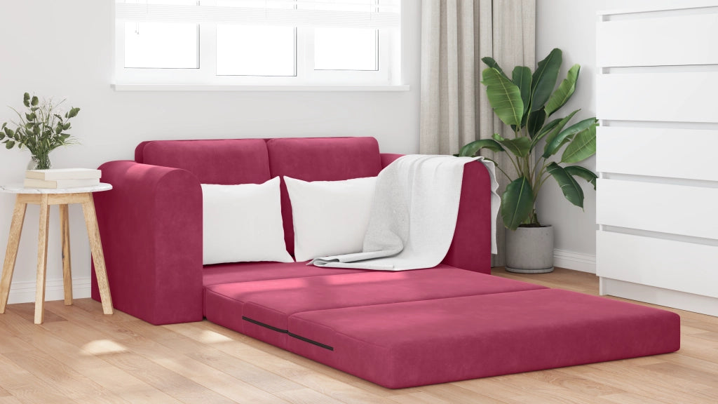 Divano Letto 2-in-1 Rosso Vino 148x71x83 cm Velluto