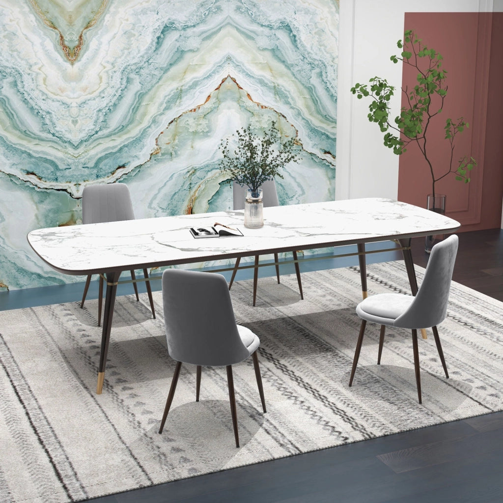 Set 4 Sedie Imbottite 47x55x86 cm in Poliestere e Acciaio Grigio