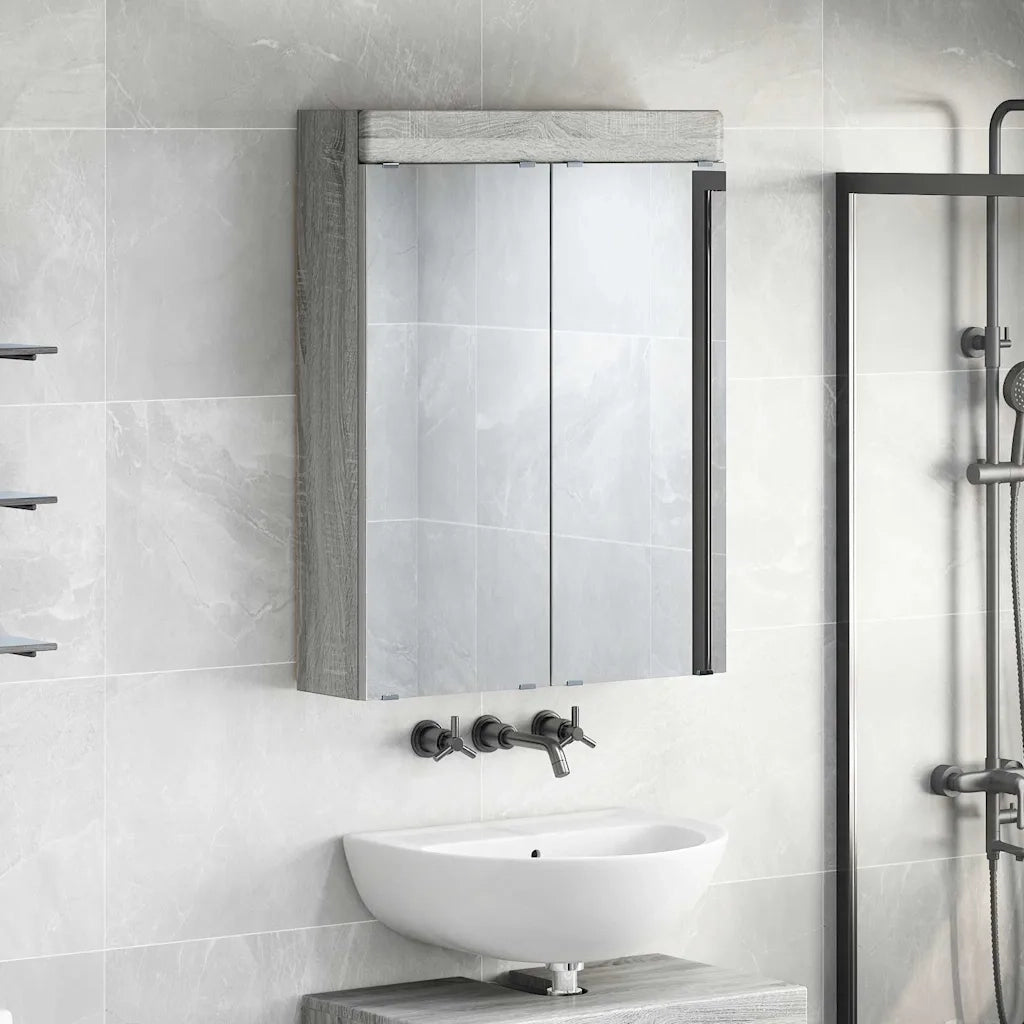 Mobiletto per specchio da bagno con porta TULUM Grigio Sonoma