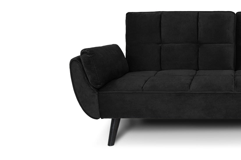 Divano letto clic clac in velluto nero piede nero - divano 3 posti - Ambra - DL-AM10VLT-PLN