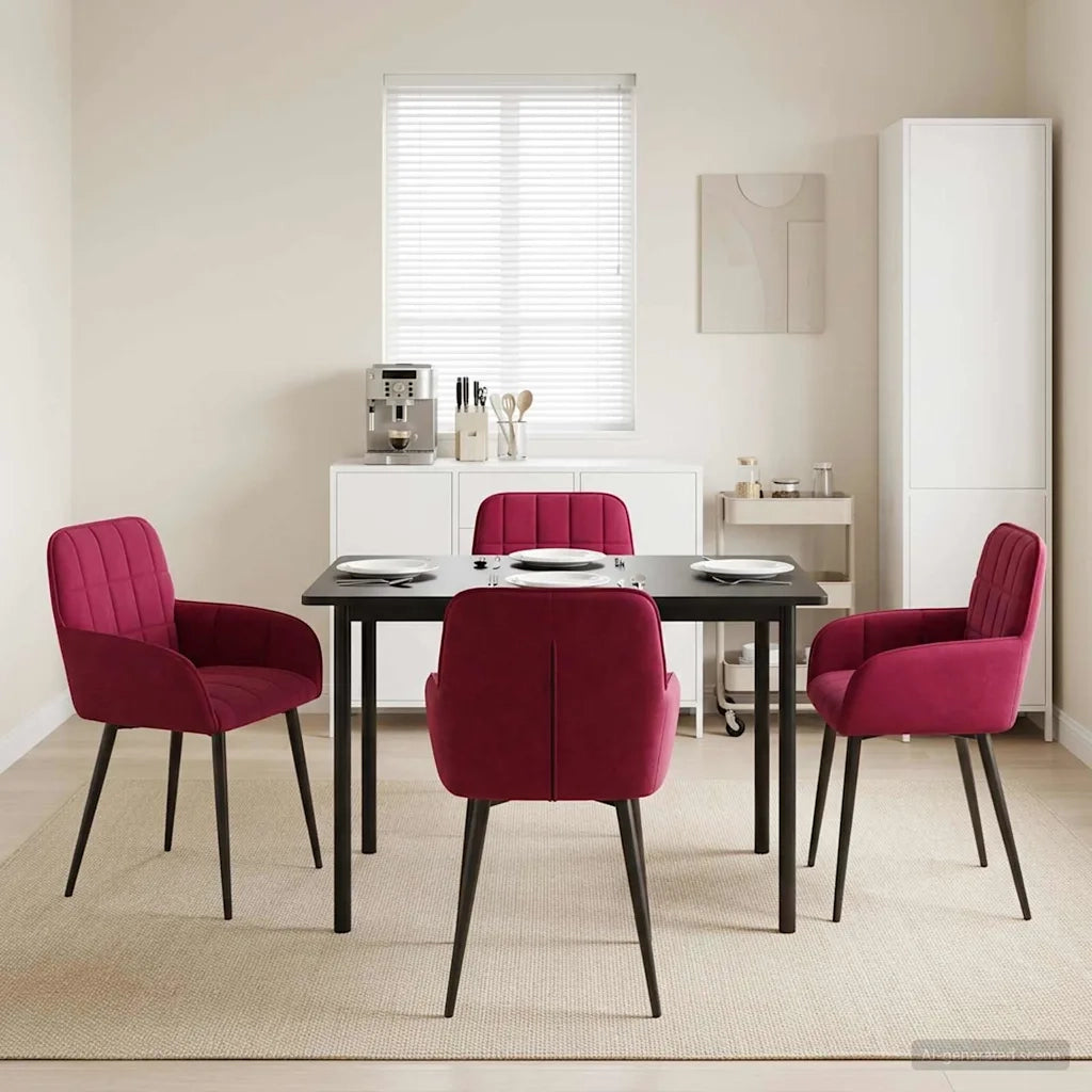 Sedie da pranzo 4 pcs Velluto (V) Rosso Vino 56,5 x 50 x 86 cm 3428169