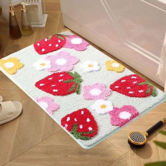 Tappeto da bagno ciliegia verde - antiscivolo - assorbente superiore - 1 pezzo