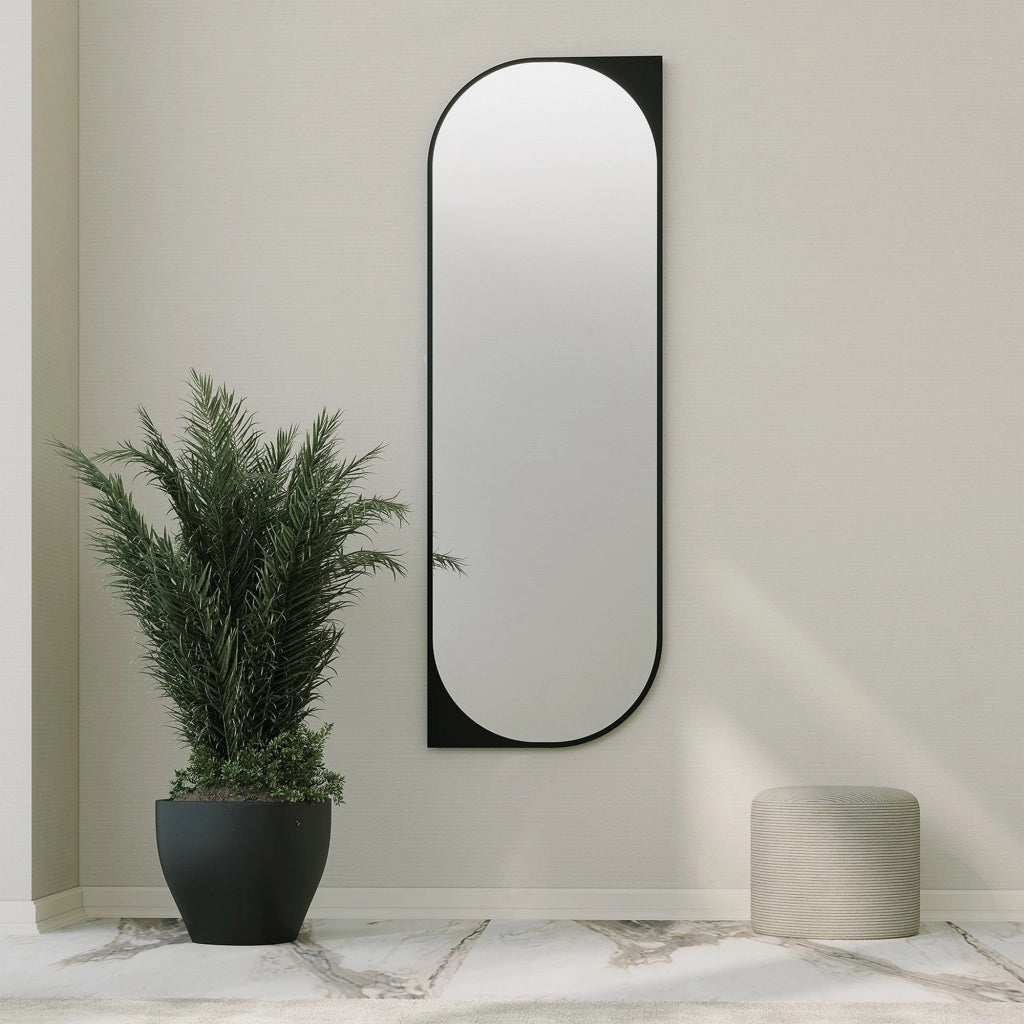 Burgio, Specchio Forma Rettangolare, 52x152h cm Nero