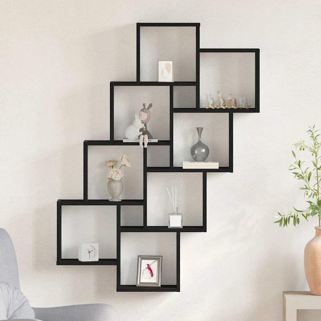 Scaffale da parete | Ripiano a parete | Mensola a parete Rovere Nero 90 x 15 x 119,5 cm