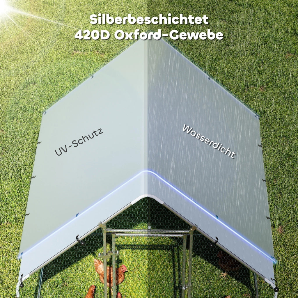 Pollame Voliera in Acciaio Zincato con Copertura UV e Porta Bloccabile ¨C Zephmum ¨C 2x2x2 m Grigio