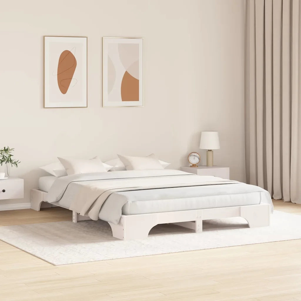 Struttura del letto Bianco 160 x 200 cm Pino massello 872855