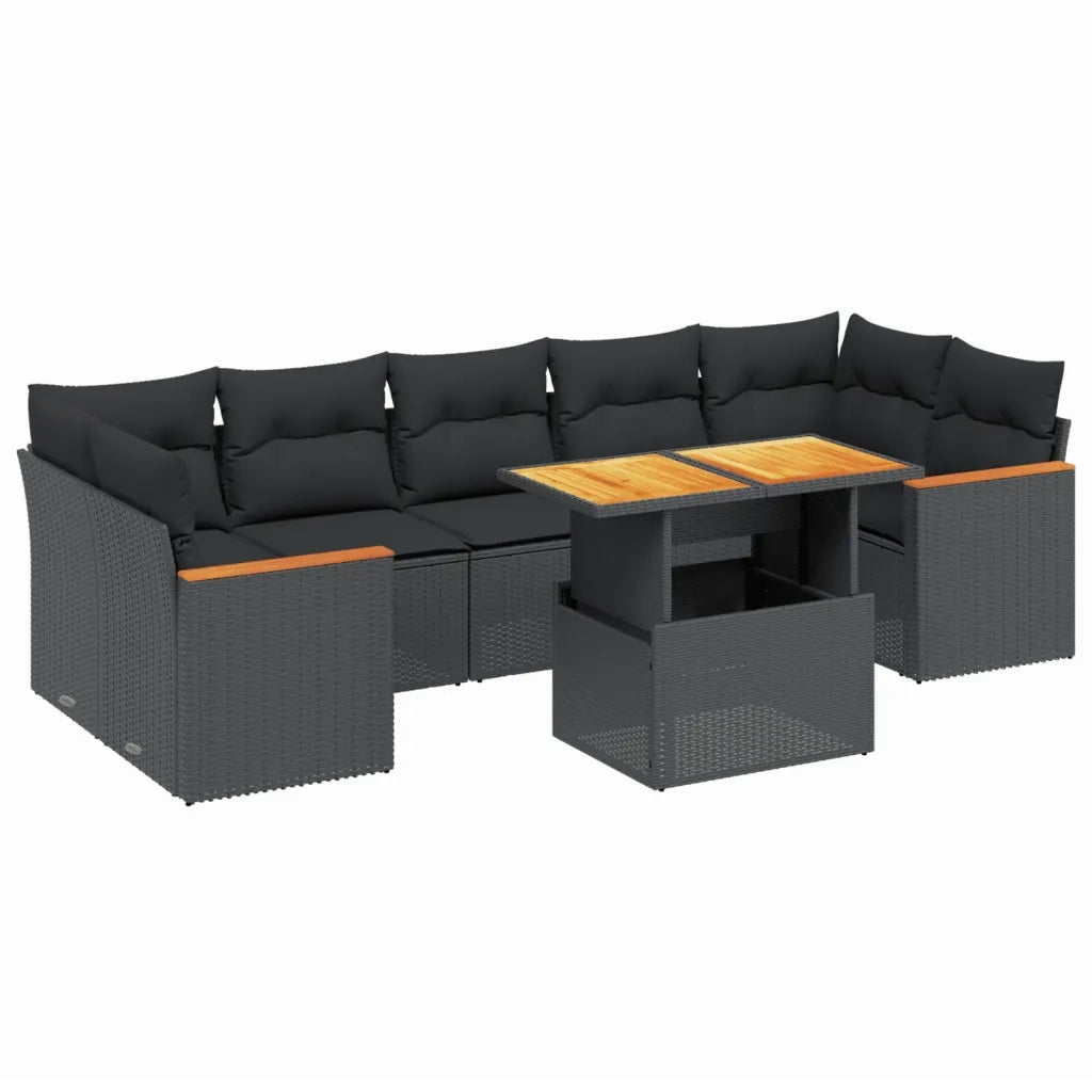 Set Divani da Giardino con Cuscini 8 pz Nero in Polyrattancod mxl 92745