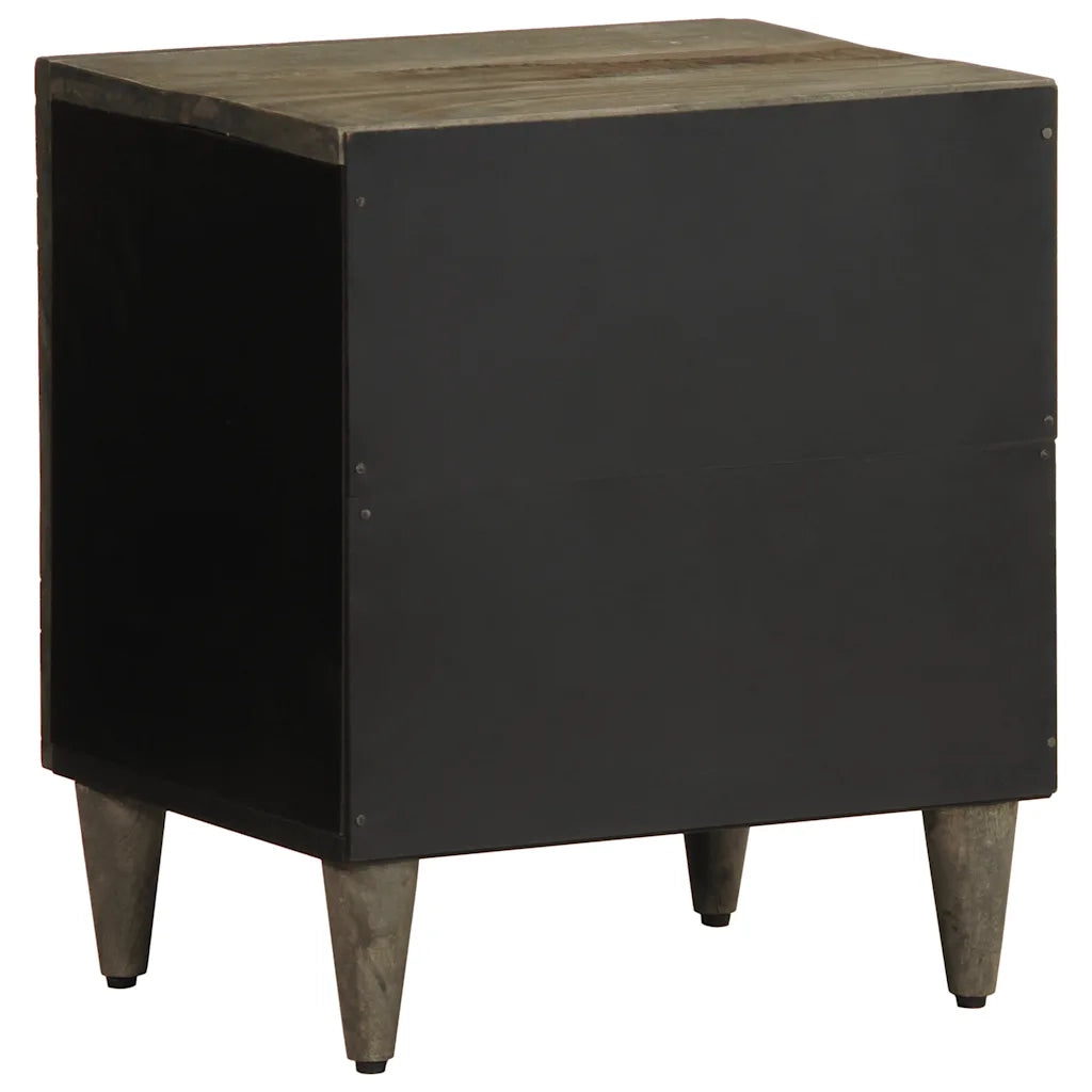 Comodini 2pz-Set di 2 Tavolino da notte Grigio Chiaro 40x33x46 cm in Legno Massello Mango 312329