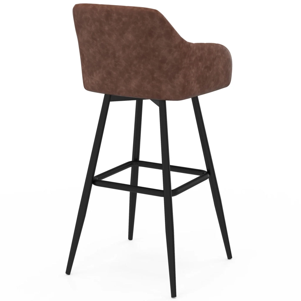 IDMarket - Set di 4 sgabelli da bar MADY con braccioli vintage marroni