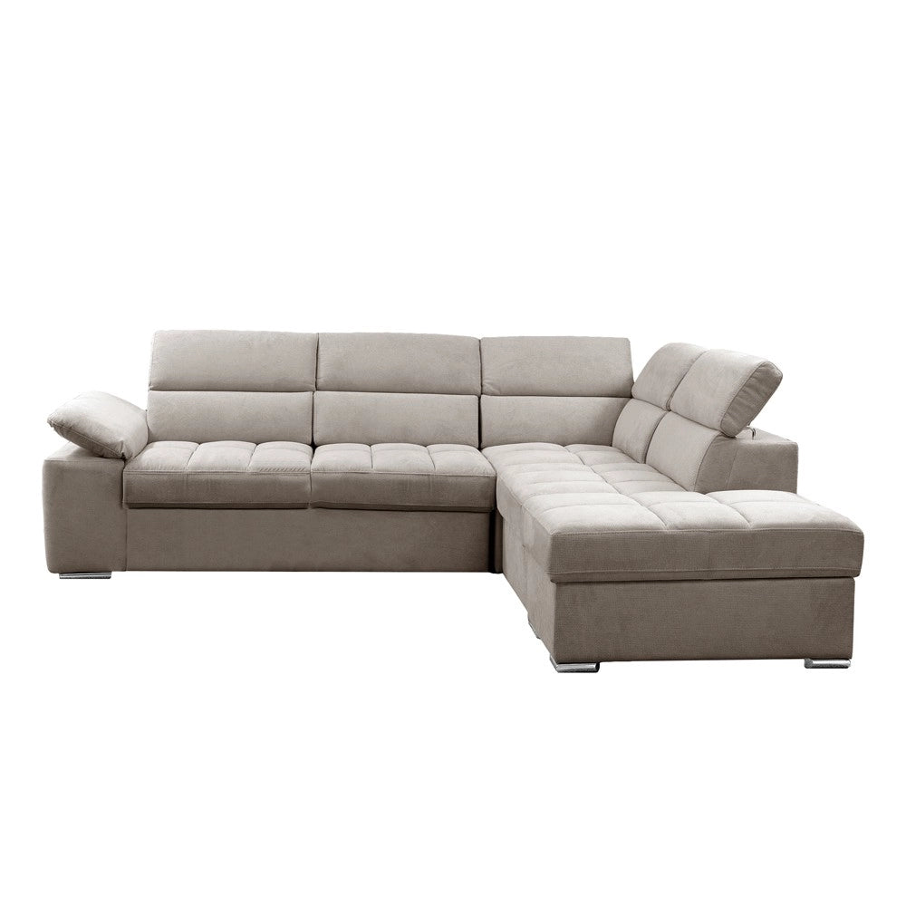 Divano Letto Angolare Capri Reversibile con Pouf Contenitore – Tortora