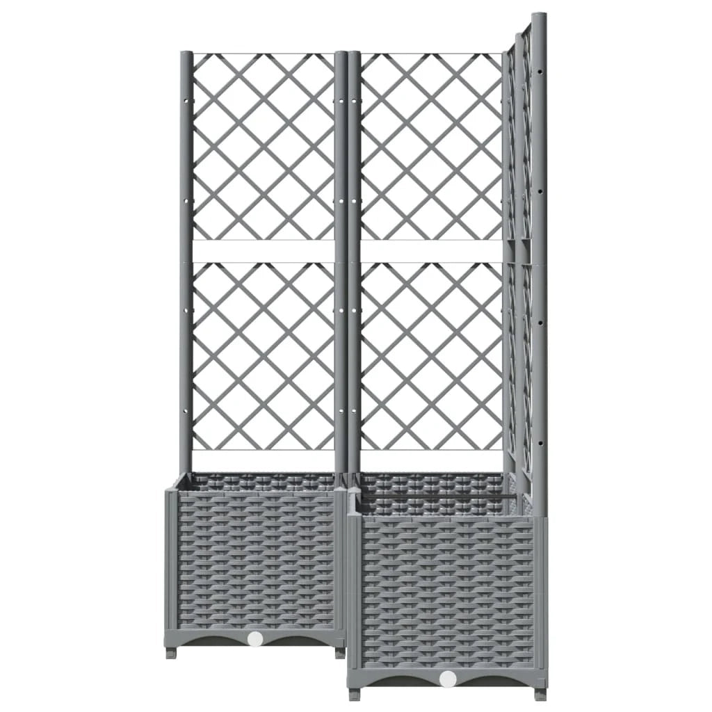 Fioriera rialzata per piante fiori e terrazze con traliccio grigio chiaro 80 x 80 x 136 cm PP grigio 02_0038364