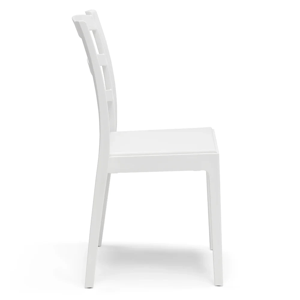 Sedia in polipropilene REA, MADE IN ITALY, impilabile, resistente ai raggi UV, design classico, ideale per sala da pranzo, cucina, sala d’attesa, bar, ristoranti o giardino, colore Bianco