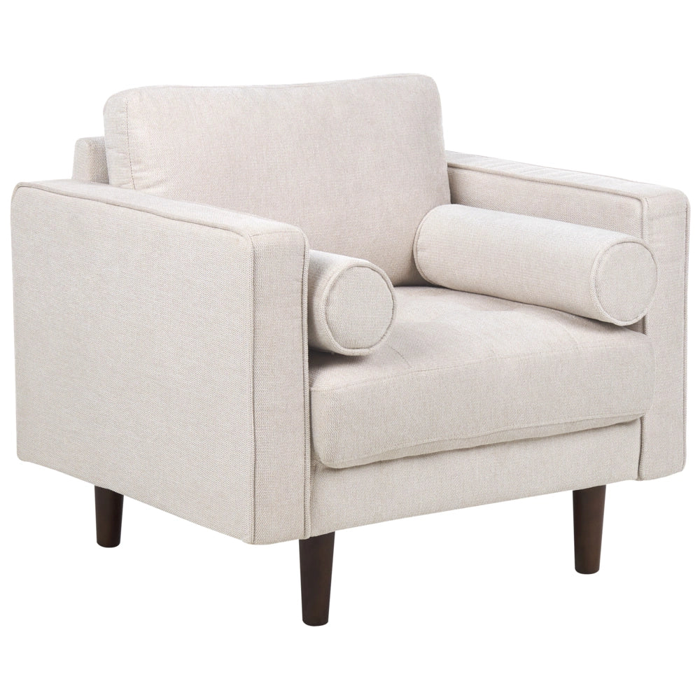 Set da soggiorno divano 3 posti e poltrona Imbottiti in tessuto beige con schienale imbottito stile retrò soggiorno