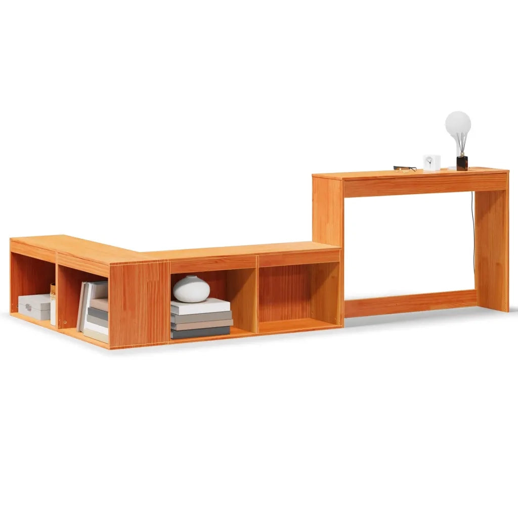 Comodino con Scrivania-Tavolino da notte Marrone Cera 232x122x75 cm Legno di Pino