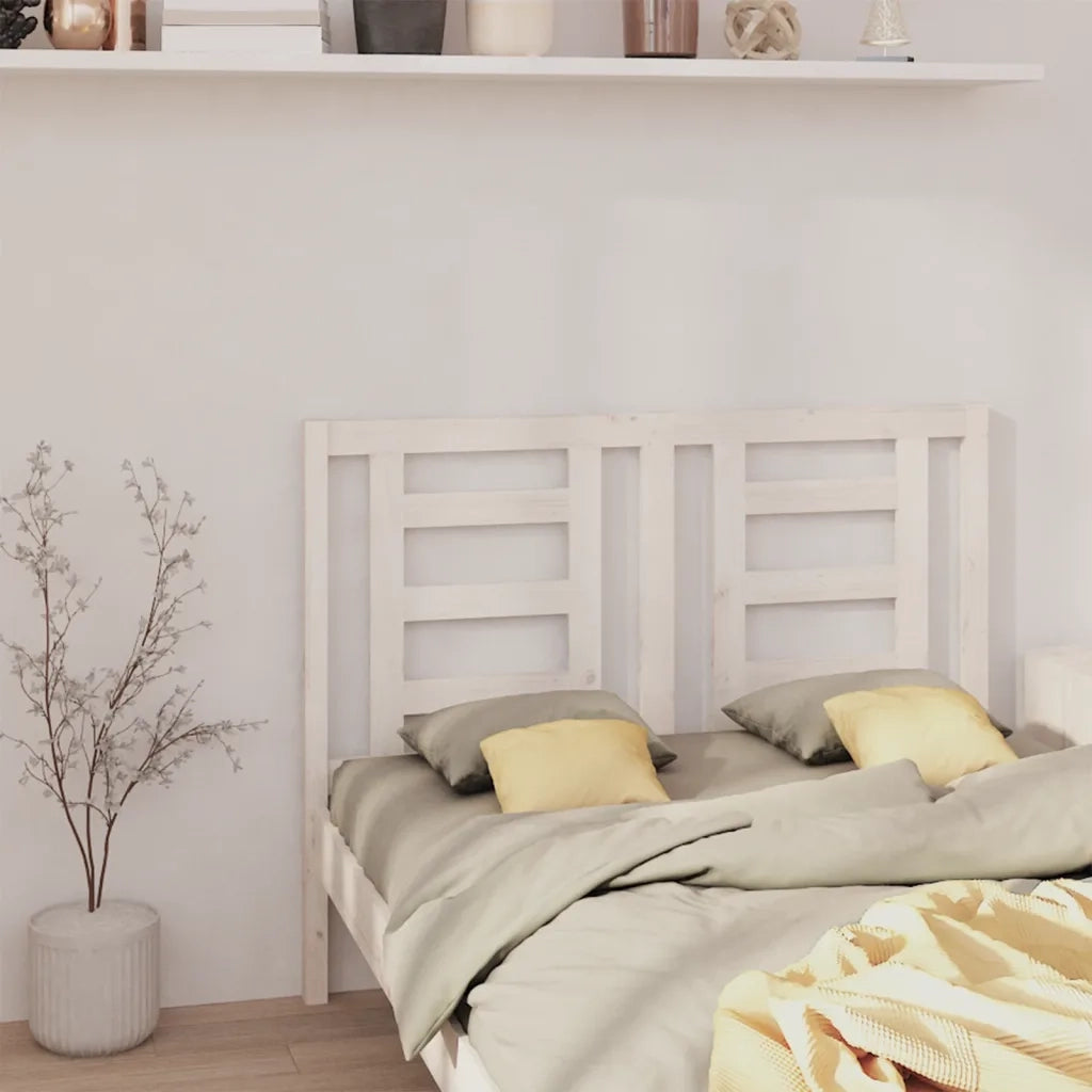 Testiera | Testata per Letto Bianca 146x4x100cm in Legno Massello di Pino