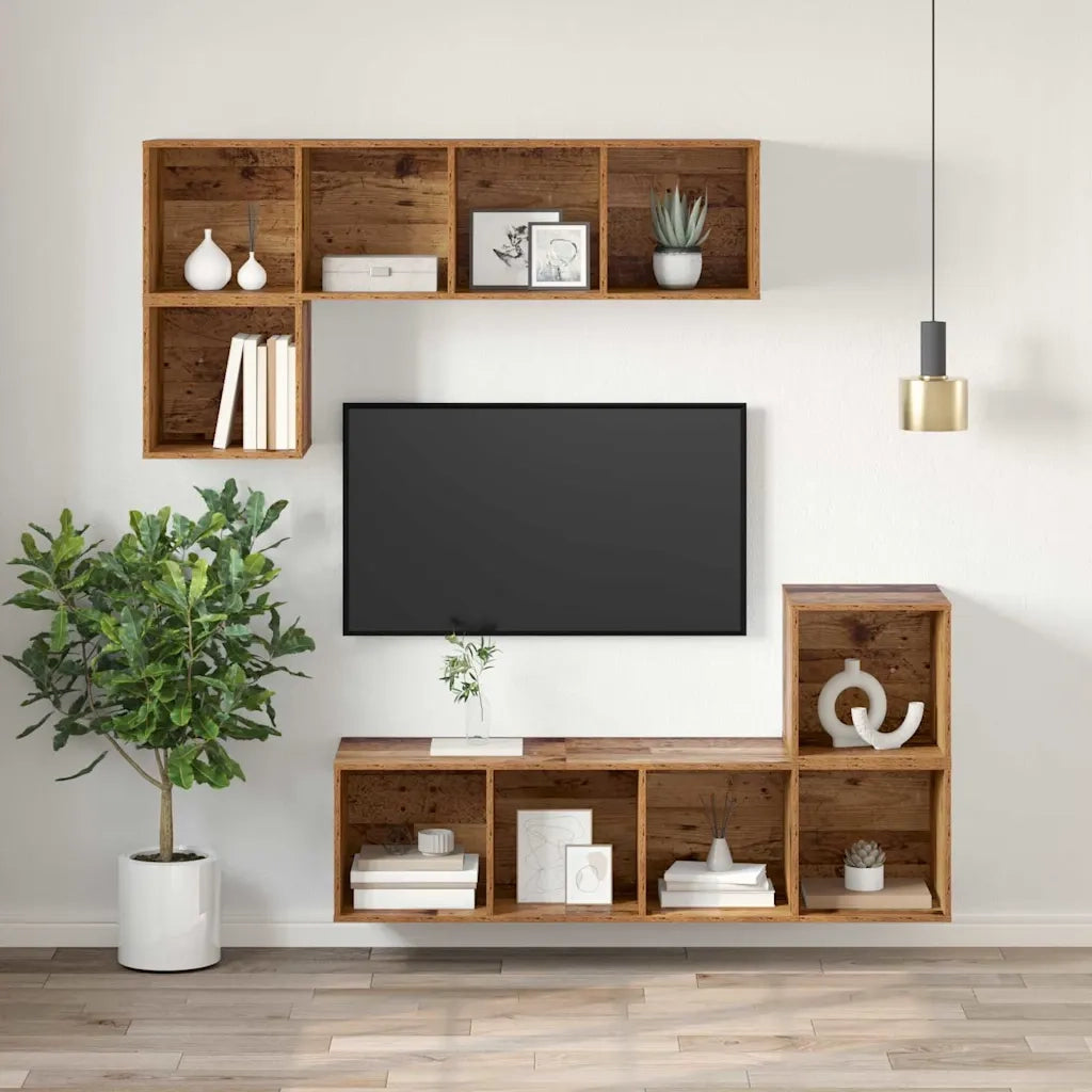 vidaXL Mobile TV da Muro Legno vecchio 37 x 37 x 107 cm