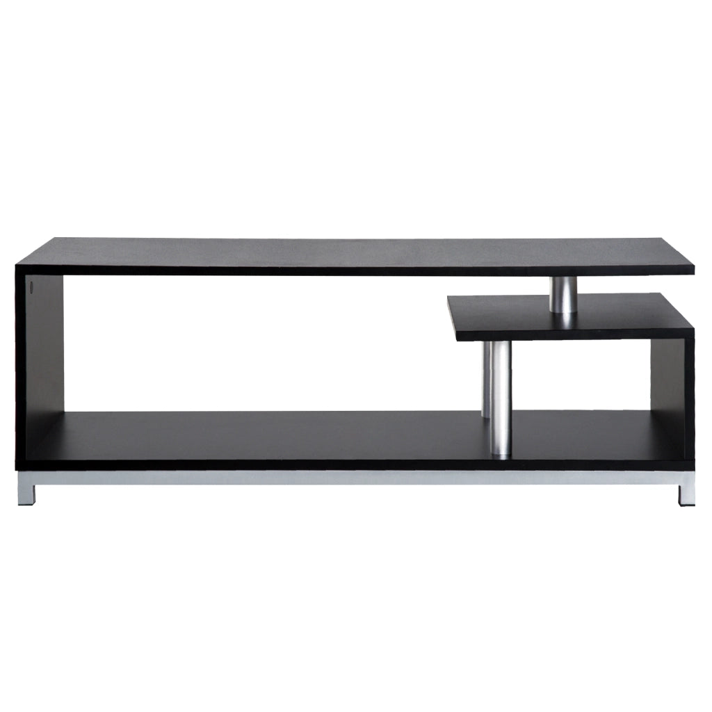 Easycomfort Mobile TV Moderno con Ripiano in Legno, Mobiletto Tavolino Basso da Salotto 114x40x40.5cm, Nero