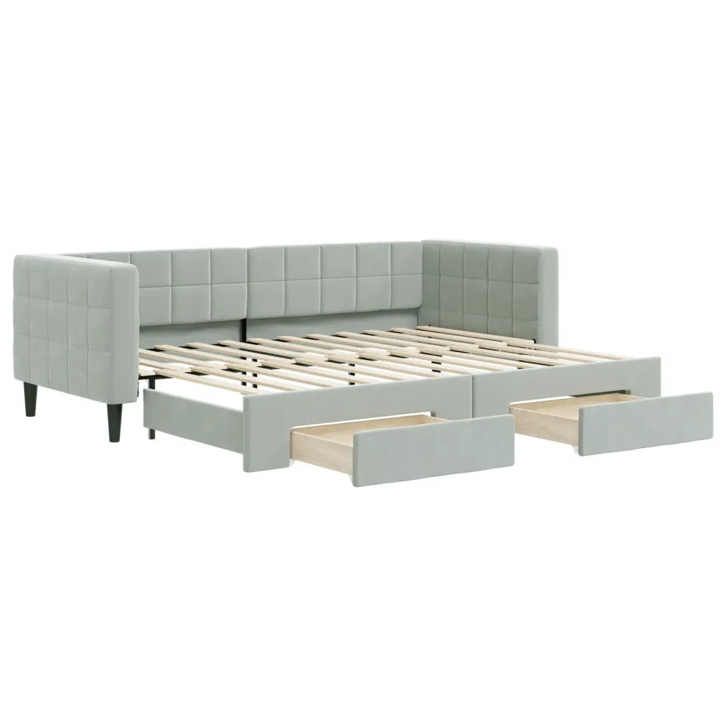 Divano Letto Estraibile Cassetti-Sofa Letto-Daybed Grigio Chiaro 80x200cm Velluto 806871