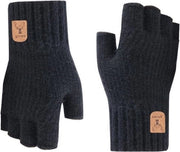 Due paia di guanti senza dita per donne, guanti senza dita invernali a maglia, guanti caldi a maglia senza dita con metà dita per guidare, scrivere, andare in bicicletta, unisex, unico modello - nero