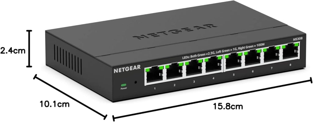 Switch Ethernet Unmanaged Multi-Gigabit 8 porte (MS308) - Switch Ethernet 2.5 gigabit porte da 1G/2,5G, montaggio su scrivania o a parete