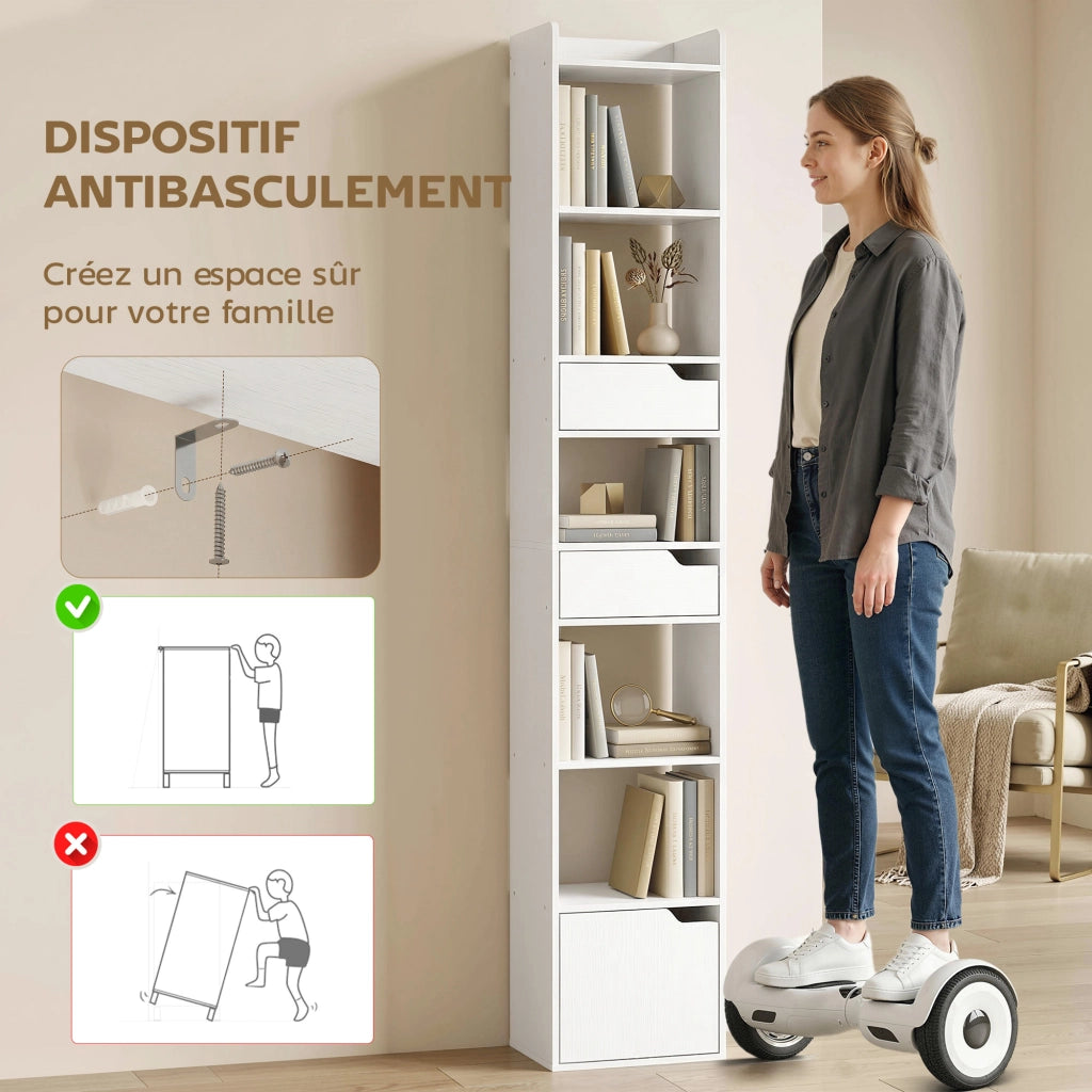 Libreria con ante e cassetti ¨C Zephmum ¨C Bianco 32x24x181,5cm