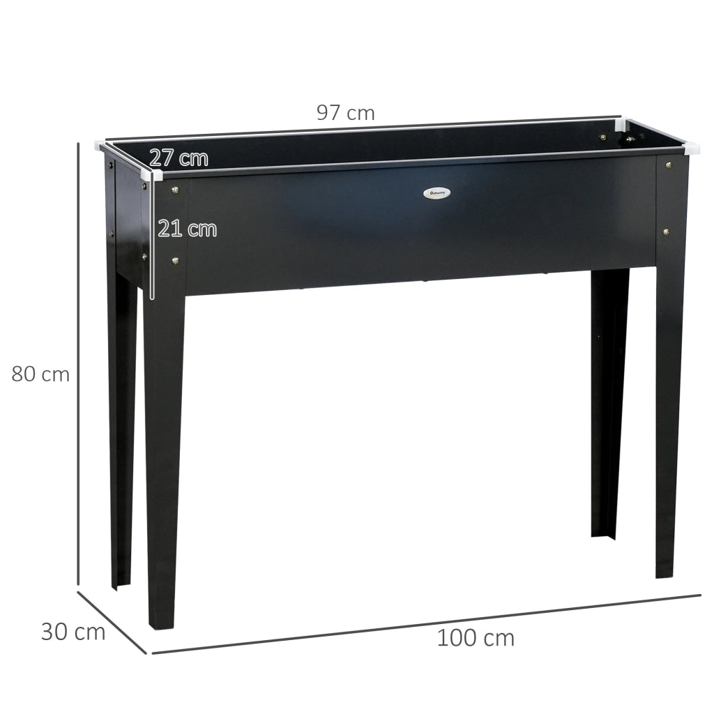 Fioriera rialzata quadrata con foro di drenaggio ¨C Xylo ¨C acciaio galvanizzato nero 100x30x80cm