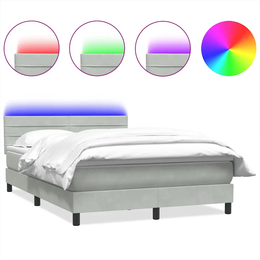 vidaXL Giroletto a Molle con Materasso Grigio Chiaro 160x220cm Velluto